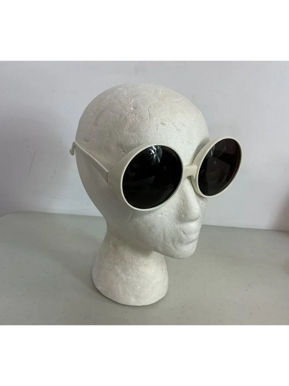 Vintage Dyce Large Round Lens White Sunglasses Retro Y2K